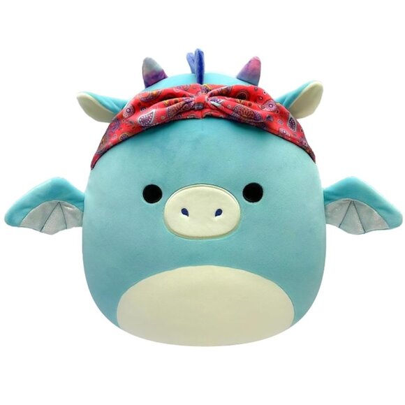 Squishmallows Original Carin Blue Dragon with Orange Mane - 14-Inch Stuffie BNWT - Picture 1 of 3
